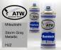 Preview: Mitsubishi, Storm Gray Metallic, HJ2: 400ml Sprühdose + 400ml Klarlack - Set, von ATW Autoteile West.